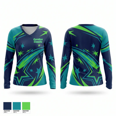 Carolina Comets 9253748 Women's Long Sleeve V-neck Shirt - 1