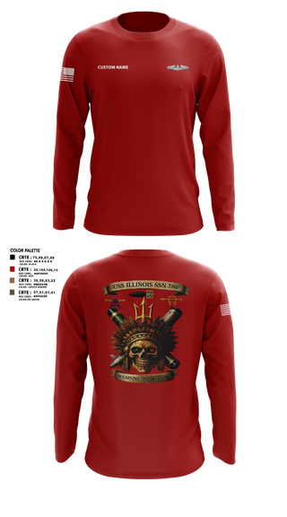 Long Sleeve Performance Shirt, USS Illinois (SSN 786), , Teamtime, Team time, sublimation, custom sports apparel, team uniforms, spirit wear, spiritwear, sports uniforms, custom shirts, team store, custom team store, fundraiser sports, apparel fundraiser