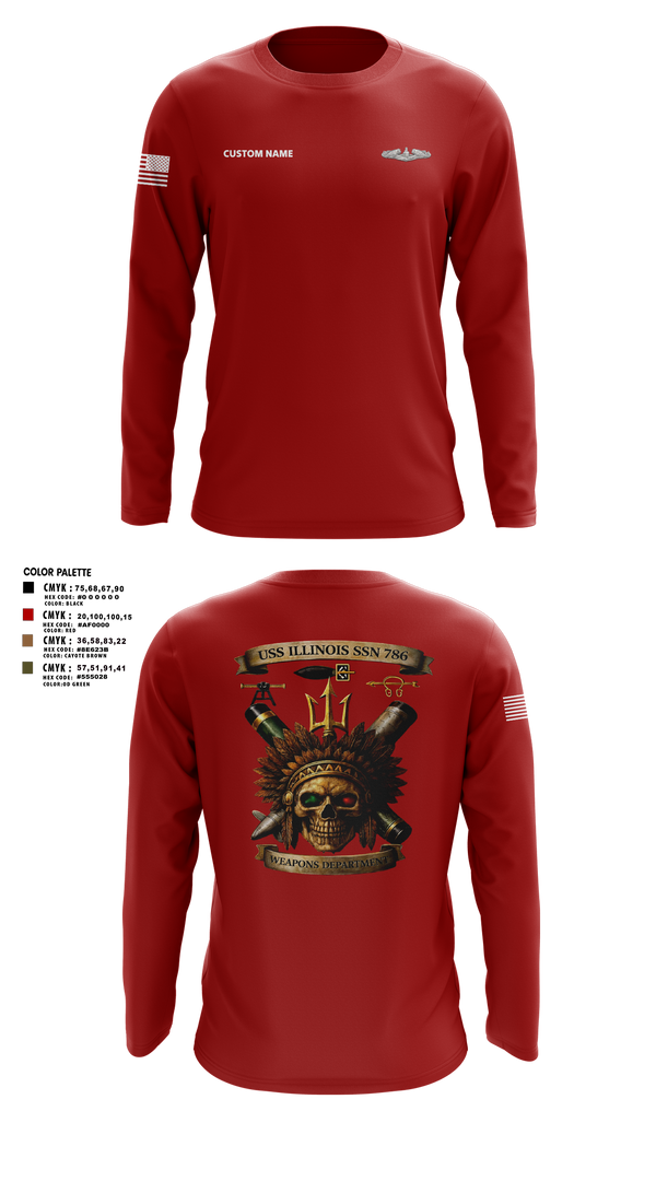 Long Sleeve Performance Shirt, USS Illinois (SSN 786), , Teamtime, Team time, sublimation, custom sports apparel, team uniforms, spirit wear, spiritwear, sports uniforms, custom shirts, team store, custom team store, fundraiser sports, apparel fundraiser