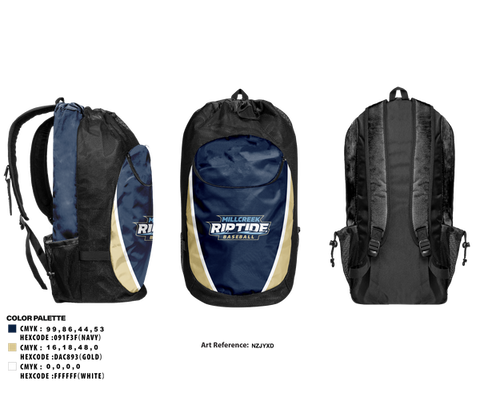 Gear Bag, Millcreek Riptide, Baseball, Teamtime, Team time, sublimation, custom sports apparel, team uniforms, spirit wear, spiritwear, sports uniforms, custom shirts, team store, custom team store, fundraiser sports, apparel fundraiser