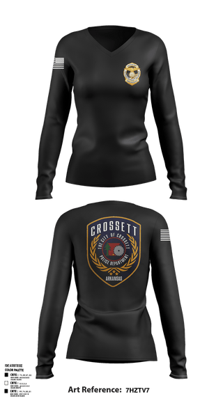 Womens Long Sleeve Vneck Shirt, Crossett Police Department, Police, Teamtime, Team time, sublimation, custom sports apparel, team uniforms, spirit wear, spiritwear, sports uniforms, custom shirts, team store, custom team store, fundraiser sports, apparel fundraiser