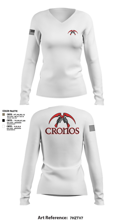 Cronos 94910133 Women's Long Sleeve V-neck Shirt - 2