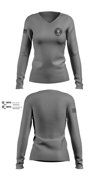 Womens Long Sleeve Vneck Shirt, Dco 1/37 AR, Army, Teamtime, Team time, sublimation, custom sports apparel, team uniforms, spirit wear, spiritwear, sports uniforms, custom shirts, team store, custom team store, fundraiser sports, apparel fundraiser