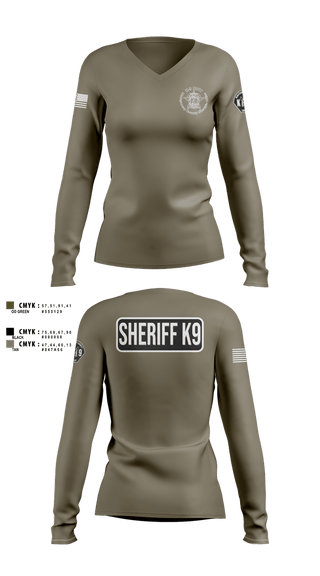 Womens Long Sleeve Vneck Shirt, Montgomery County Sheriff’s Office K9 Unit, Police, Teamtime, Team time, sublimation, custom sports apparel, team uniforms, spirit wear, spiritwear, sports uniforms, custom shirts, team store, custom team store, fundraiser sports, apparel fundraiser