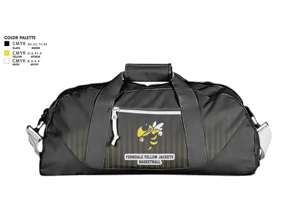 Duffle Bag, Ferndale Yellow Jackets, Men's Basketball, Teamtime, Team time, sublimation, custom sports apparel, team uniforms, spirit wear, spiritwear, sports uniforms, custom shirts, team store, custom team store, fundraiser sports, apparel fundraiser