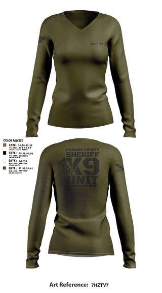Womens Long Sleeve Vneck Shirt, Chisago County K9 Unit, , Teamtime, Team time, sublimation, custom sports apparel, team uniforms, spirit wear, spiritwear, sports uniforms, custom shirts, team store, custom team store, fundraiser sports, apparel fundraiser