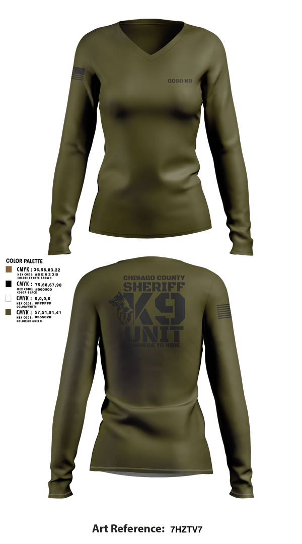Womens Long Sleeve Vneck Shirt, Chisago County K9 Unit, , Teamtime, Team time, sublimation, custom sports apparel, team uniforms, spirit wear, spiritwear, sports uniforms, custom shirts, team store, custom team store, fundraiser sports, apparel fundraiser