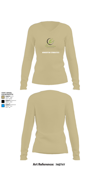 Womens Long Sleeve Vneck Shirt, Momentum Gymnastics, Spirit Store, Teamtime, Team time, sublimation, custom sports apparel, team uniforms, spirit wear, spiritwear, sports uniforms, custom shirts, team store, custom team store, fundraiser sports, apparel fundraiser