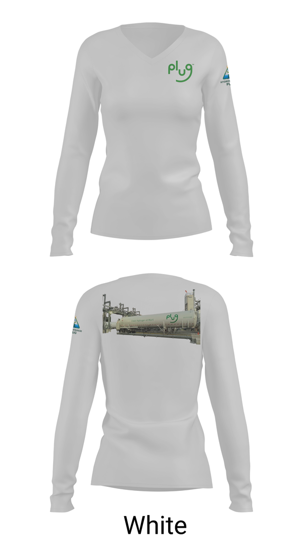 Womens Long Sleeve Vneck Shirt, Plug Green Hydrogen, , Teamtime, Team time, sublimation, custom sports apparel, team uniforms, spirit wear, spiritwear, sports uniforms, custom shirts, team store, custom team store, fundraiser sports, apparel fundraiser