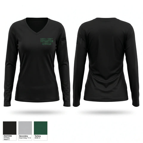 Womens Long Sleeve Vneck Shirt, Carroll County Detention officer, Police, Teamtime, Team time, sublimation, custom sports apparel, team uniforms, spirit wear, spiritwear, sports uniforms, custom shirts, team store, custom team store, fundraiser sports, apparel fundraiser