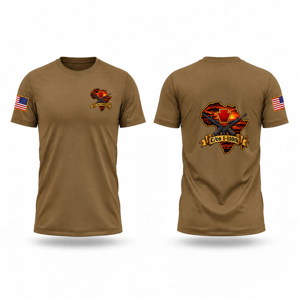 Old School Cotton Feel Shirt, Charlie 1-110th, Army, Teamtime, Team time, sublimation, custom sports apparel, team uniforms, spirit wear, spiritwear, sports uniforms, custom shirts, team store, custom team store, fundraiser sports, apparel fundraiser