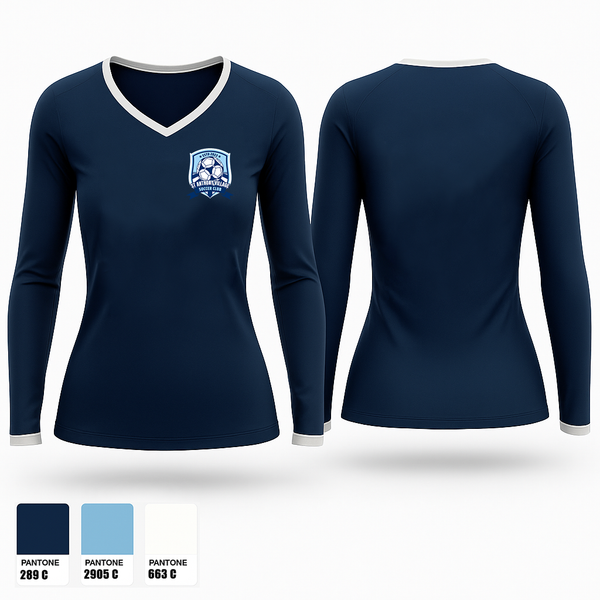 Womens Long Sleeve Vneck Shirt, SAVSC, Women's Soccer, Teamtime, Team time, sublimation, custom sports apparel, team uniforms, spirit wear, spiritwear, sports uniforms, custom shirts, team store, custom team store, fundraiser sports, apparel fundraiser