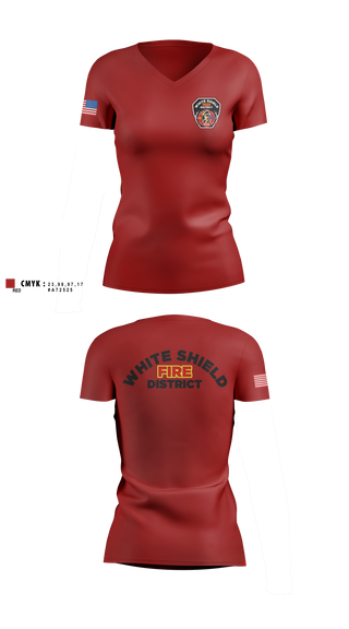 Womens Short Sleeve Vneck Shirt, White Shield Fire Department, Fire Department, Teamtime, Team time, sublimation, custom sports apparel, team uniforms, spirit wear, spiritwear, sports uniforms, custom shirts, team store, custom team store, fundraiser sports, apparel fundraiser