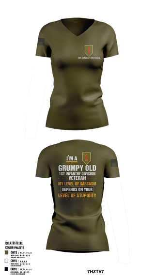 Womens Short Sleeve Vneck Shirt, 1st Infantry Division, , Teamtime, Team time, sublimation, custom sports apparel, team uniforms, spirit wear, spiritwear, sports uniforms, custom shirts, team store, custom team store, fundraiser sports, apparel fundraiser