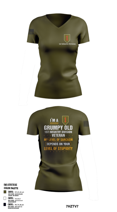 1st Infantry Division 23102862 Women's Short Sleeve V-neck Shirt - 21