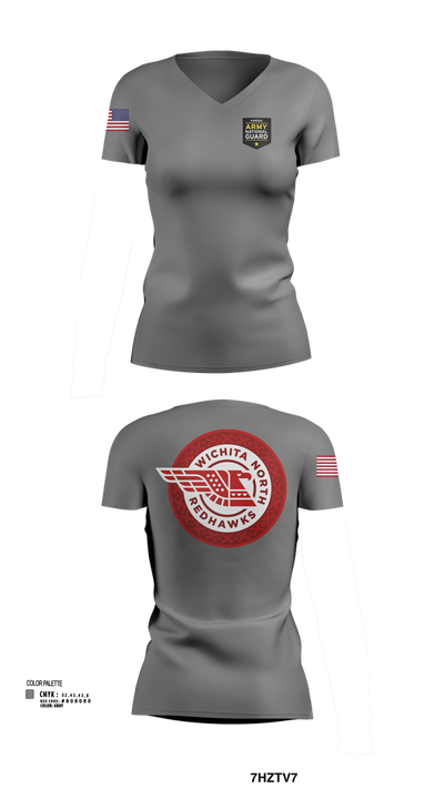 Wichita North Redhawks NG 83064196 Women's Short Sleeve V-neck Shirt - 103