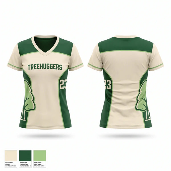 Womens Short Sleeve Vneck Shirt, Treehuggers, Men's Basketball, Teamtime, Team time, sublimation, custom sports apparel, team uniforms, spirit wear, spiritwear, sports uniforms, custom shirts, team store, custom team store, fundraiser sports, apparel fundraiser