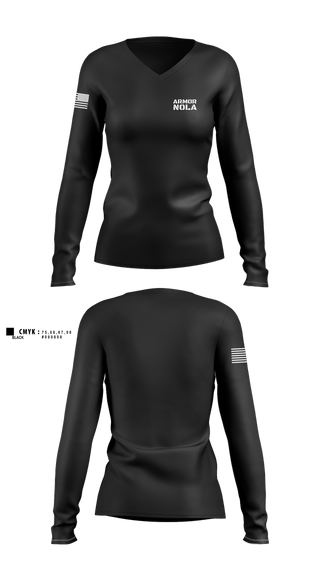 Womens Long Sleeve Vneck Shirt, Armor Nola, Police, Teamtime, Team time, sublimation, custom sports apparel, team uniforms, spirit wear, spiritwear, sports uniforms, custom shirts, team store, custom team store, fundraiser sports, apparel fundraiser