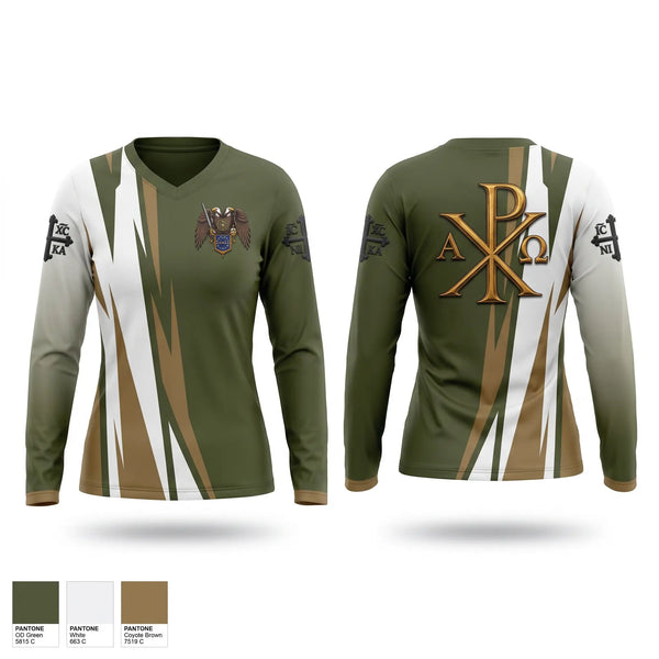 Womens Long Sleeve Vneck Shirt, Men’s Mountain Respite, , Teamtime, Team time, sublimation, custom sports apparel, team uniforms, spirit wear, spiritwear, sports uniforms, custom shirts, team store, custom team store, fundraiser sports, apparel fundraiser