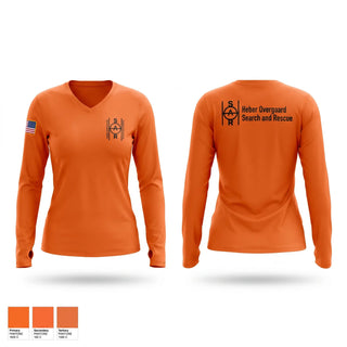 Womens Long Sleeve Vneck Shirt, Heber Overgaard Search and Rescue, Fire Department, Teamtime, Team time, sublimation, custom sports apparel, team uniforms, spirit wear, spiritwear, sports uniforms, custom shirts, team store, custom team store, fundraiser sports, apparel fundraiser