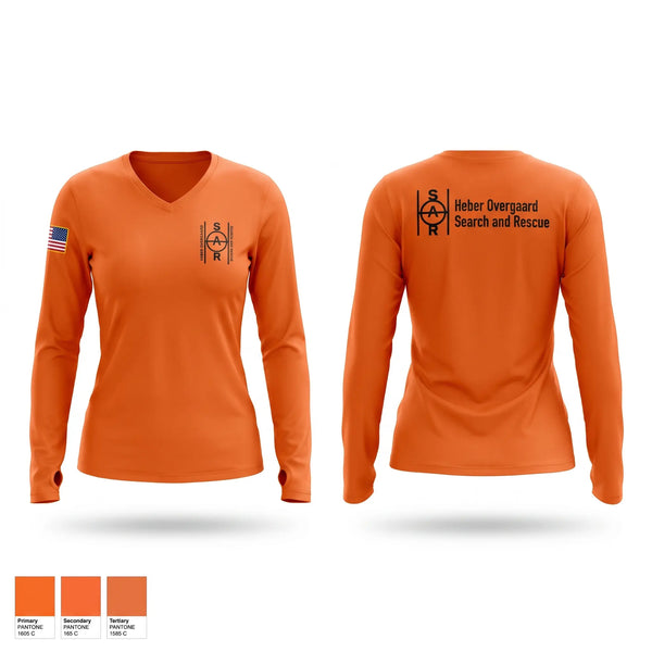 Womens Long Sleeve Vneck Shirt, Heber Overgaard Search and Rescue, Fire Department, Teamtime, Team time, sublimation, custom sports apparel, team uniforms, spirit wear, spiritwear, sports uniforms, custom shirts, team store, custom team store, fundraiser sports, apparel fundraiser