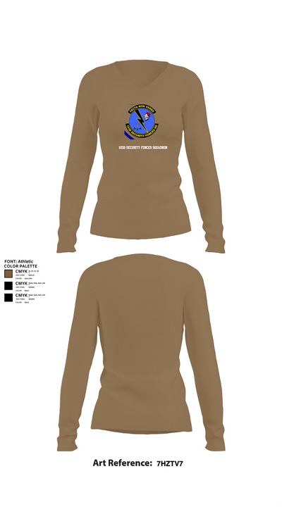 103d SECURITY FORCES SQUADRON 19845829 Women's Long Sleeve V-neck Shirt - 2