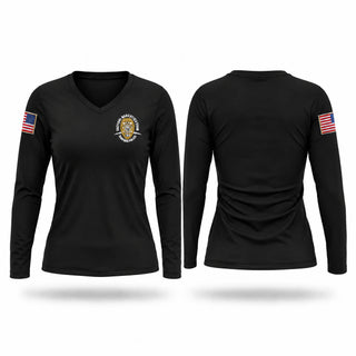Womens Long Sleeve Vneck Shirt, Sanford Police Narcotics Unit, Police, Teamtime, Team time, sublimation, custom sports apparel, team uniforms, spirit wear, spiritwear, sports uniforms, custom shirts, team store, custom team store, fundraiser sports, apparel fundraiser