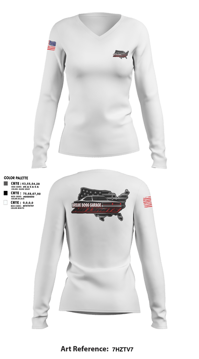 Brake Boss Garage 54438287 Women's Long Sleeve V-neck Shirt - 2