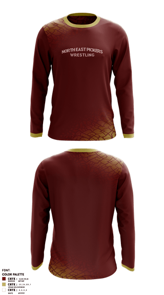 Long Sleeve Rash Guard Shirt, North East Pickers, Wrestling, Teamtime, Team time, sublimation, custom sports apparel, team uniforms, spirit wear, spiritwear, sports uniforms, custom shirts, team store, custom team store, fundraiser sports, apparel fundraiser