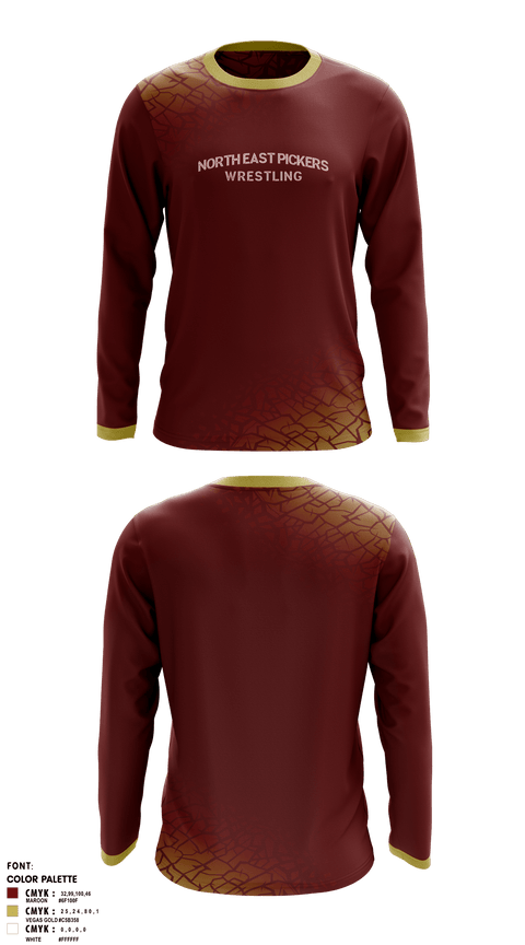 Long Sleeve Rash Guard Shirt, North East Pickers, Wrestling, Teamtime, Team time, sublimation, custom sports apparel, team uniforms, spirit wear, spiritwear, sports uniforms, custom shirts, team store, custom team store, fundraiser sports, apparel fundraiser