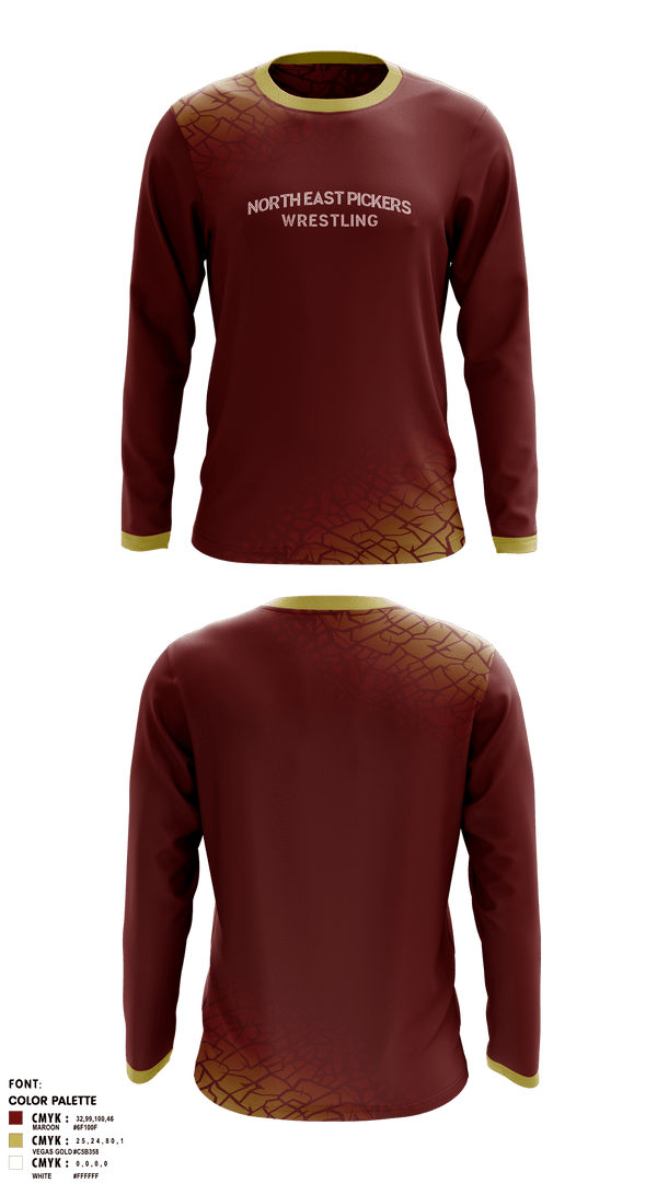 Long Sleeve Rash Guard Shirt, North East Pickers, Wrestling, Teamtime, Team time, sublimation, custom sports apparel, team uniforms, spirit wear, spiritwear, sports uniforms, custom shirts, team store, custom team store, fundraiser sports, apparel fundraiser