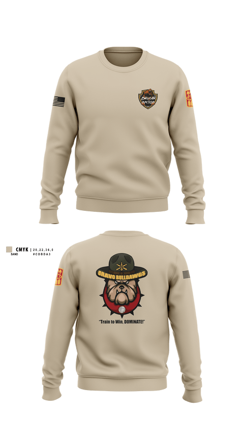Crew Neck Sweatshirt, Bravo BulldawgsBravo BulldawgsB_3-6 ADARBulldawgs 3-6ADAR, Army, Teamtime, Team time, sublimation, custom sports apparel, team uniforms, spirit wear, spiritwear, sports uniforms, custom shirts, team store, custom team store, fundraiser sports, apparel fundraiser