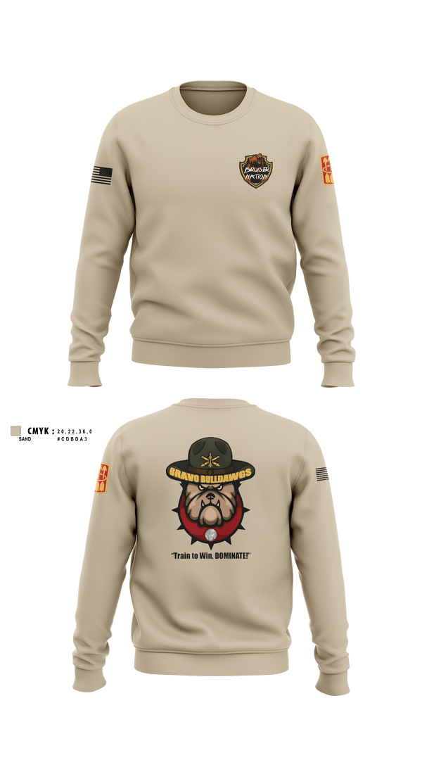 Crew Neck Sweatshirt, Bravo BulldawgsBravo BulldawgsB_3-6 ADARBulldawgs 3-6ADAR, Army, Teamtime, Team time, sublimation, custom sports apparel, team uniforms, spirit wear, spiritwear, sports uniforms, custom shirts, team store, custom team store, fundraiser sports, apparel fundraiser