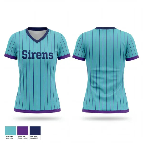 Womens Short Sleeve Vneck Shirt, Sirens, Softball, Teamtime, Team time, sublimation, custom sports apparel, team uniforms, spirit wear, spiritwear, sports uniforms, custom shirts, team store, custom team store, fundraiser sports, apparel fundraiser