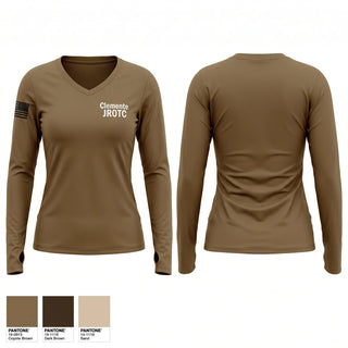 Womens Long Sleeve Vneck Shirt, Clemente JROTC, Army, Teamtime, Team time, sublimation, custom sports apparel, team uniforms, spirit wear, spiritwear, sports uniforms, custom shirts, team store, custom team store, fundraiser sports, apparel fundraiser