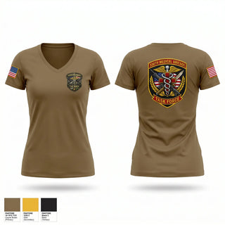 Womens Short Sleeve Vneck Shirt, 338th MED BDE, Army, Teamtime, Team time, sublimation, custom sports apparel, team uniforms, spirit wear, spiritwear, sports uniforms, custom shirts, team store, custom team store, fundraiser sports, apparel fundraiser