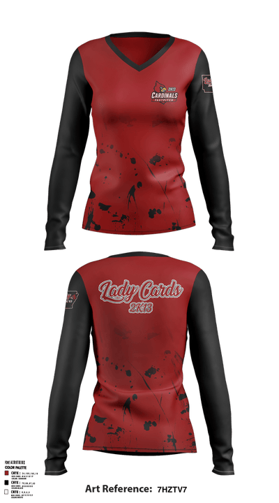 Lady Cardinals 2K13  Women's Long Sleeve V-neck Shirt - 1