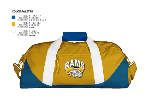 Duffle Bag, Brogden Rams, Baseball, Teamtime, Team time, sublimation, custom sports apparel, team uniforms, spirit wear, spiritwear, sports uniforms, custom shirts, team store, custom team store, fundraiser sports, apparel fundraiser