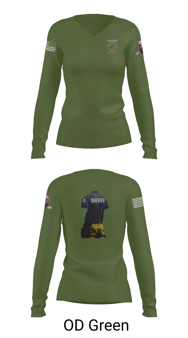 Womens Long Sleeve Vneck Shirt, Sheriff Transportation, , Teamtime, Team time, sublimation, custom sports apparel, team uniforms, spirit wear, spiritwear, sports uniforms, custom shirts, team store, custom team store, fundraiser sports, apparel fundraiser