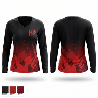 Womens Long Sleeve Vneck Shirt, BLURRR ELITE, , Teamtime, Team time, sublimation, custom sports apparel, team uniforms, spirit wear, spiritwear, sports uniforms, custom shirts, team store, custom team store, fundraiser sports, apparel fundraiser