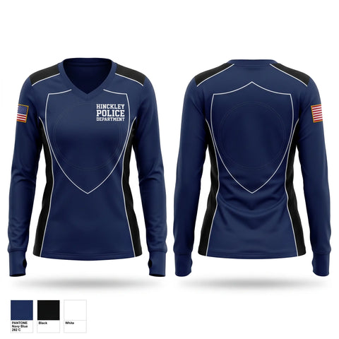 Womens Long Sleeve Vneck Shirt, Hinckley Police Department, Police, Teamtime, Team time, sublimation, custom sports apparel, team uniforms, spirit wear, spiritwear, sports uniforms, custom shirts, team store, custom team store, fundraiser sports, apparel fundraiser