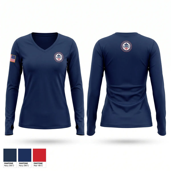 Womens Long Sleeve Vneck Shirt, Lebanon Fire, Fire Department, Teamtime, Team time, sublimation, custom sports apparel, team uniforms, spirit wear, spiritwear, sports uniforms, custom shirts, team store, custom team store, fundraiser sports, apparel fundraiser