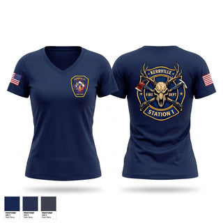 Womens Short Sleeve Vneck Shirt, Kerrville Fire Dept, Fire Department, Teamtime, Team time, sublimation, custom sports apparel, team uniforms, spirit wear, spiritwear, sports uniforms, custom shirts, team store, custom team store, fundraiser sports, apparel fundraiser