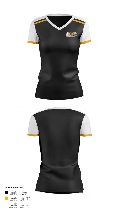 Womens Short Sleeve Vneck Shirt, Hazelwood Central Hawks Volleyball, Women's Volleyball, Teamtime, Team time, sublimation, custom sports apparel, team uniforms, spirit wear, spiritwear, sports uniforms, custom shirts, team store, custom team store, fundraiser sports, apparel fundraiser