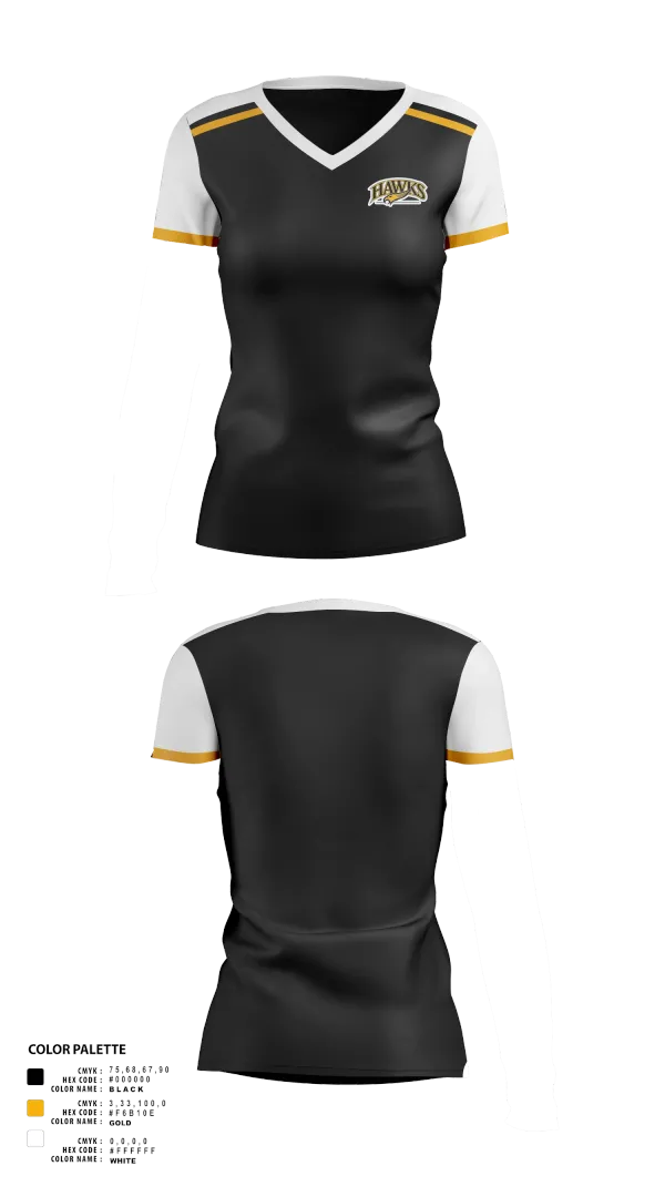 Womens Short Sleeve Vneck Shirt, Hazelwood Central Hawks Volleyball, Women's Volleyball, Teamtime, Team time, sublimation, custom sports apparel, team uniforms, spirit wear, spiritwear, sports uniforms, custom shirts, team store, custom team store, fundraiser sports, apparel fundraiser
