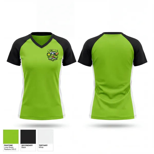 Womens Short Sleeve Vneck Shirt, Slime Squad, Softball, Teamtime, Team time, sublimation, custom sports apparel, team uniforms, spirit wear, spiritwear, sports uniforms, custom shirts, team store, custom team store, fundraiser sports, apparel fundraiser