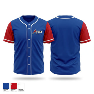 Full Button Baseball Jersey, Apex baseball, Baseball, Teamtime, Team time, sublimation, custom sports apparel, team uniforms, spirit wear, spiritwear, sports uniforms, custom shirts, team store, custom team store, fundraiser sports, apparel fundraiser