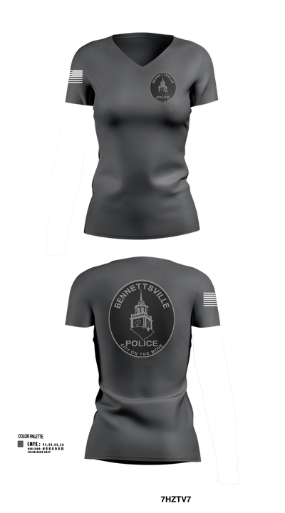 Bennettsville Police 90771724 Women's Short Sleeve V-neck Shirt - 2