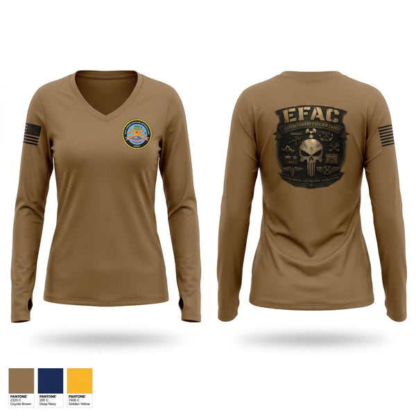 Womens Long Sleeve Vneck Shirt, EFAC, Navy, Teamtime, Team time, sublimation, custom sports apparel, team uniforms, spirit wear, spiritwear, sports uniforms, custom shirts, team store, custom team store, fundraiser sports, apparel fundraiser