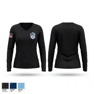 Womens Long Sleeve Vneck Shirt, IRS-CI, Police, Teamtime, Team time, sublimation, custom sports apparel, team uniforms, spirit wear, spiritwear, sports uniforms, custom shirts, team store, custom team store, fundraiser sports, apparel fundraiser